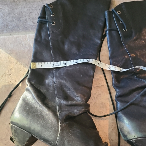 Aldo black leather pirate boots with back laces size 37 - Picture 3 of 8